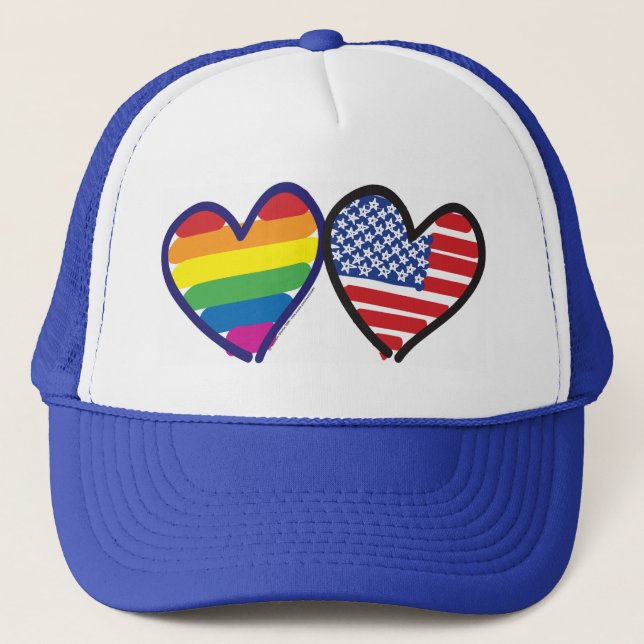 Gay Pride Patriotic USA Trucker Hat (Front)