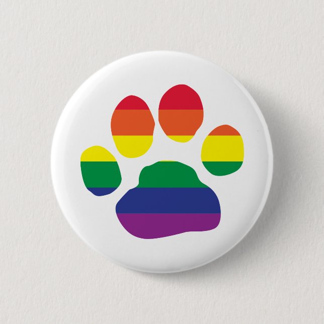 Gay-Pride-Paw-Print 6 Cm Round Badge (Front)