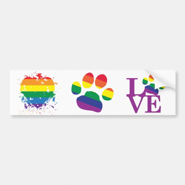 Gay-Pride-Paw-Print Bumper Sticker (Front)