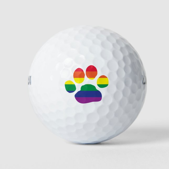 Gay-Pride-Paw-Print Golf Balls (Front)