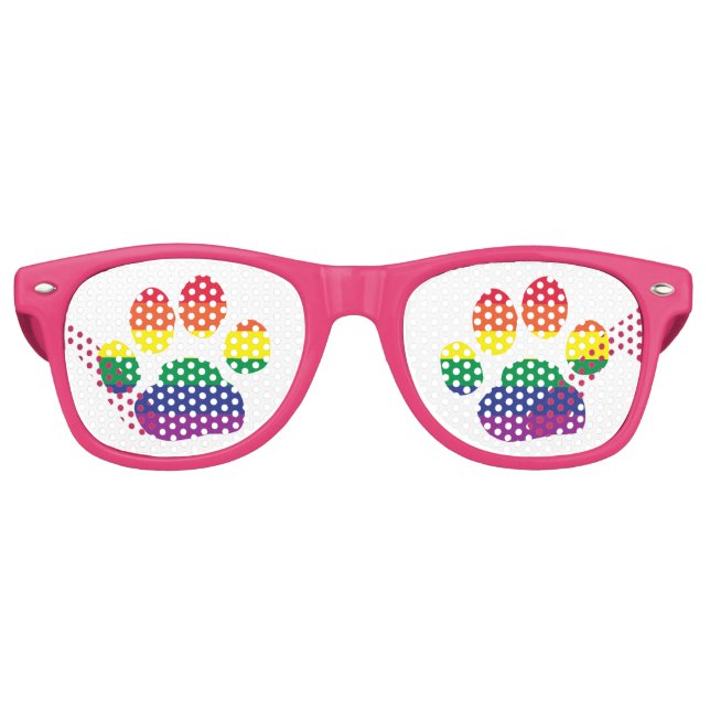 Gay-Pride-Paw-Print Retro Sunglasses (Front)