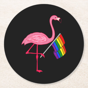 Gay Pride Pink Flamingo Lgbt Pride Month Gifts Round Paper Coaster