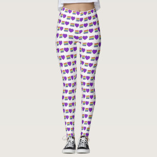 Gay Pride Purple Heart Rainbow Wedding Cake Love Leggings