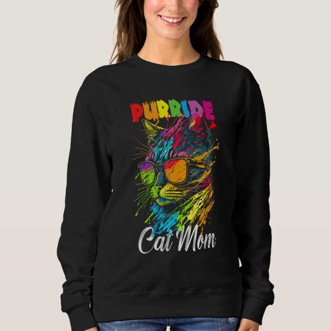 Gay Pride Purride Cat Mother LGBT Pride Month Cute Sweatshirt (Front)