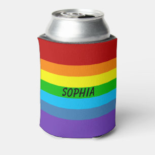 Gay Pride Rainbow Can or Bottle Holder Custom Name Can Cooler