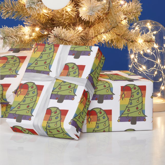Gay Pride Rainbow Christmas Tree Wrapping Paper (Holidays)