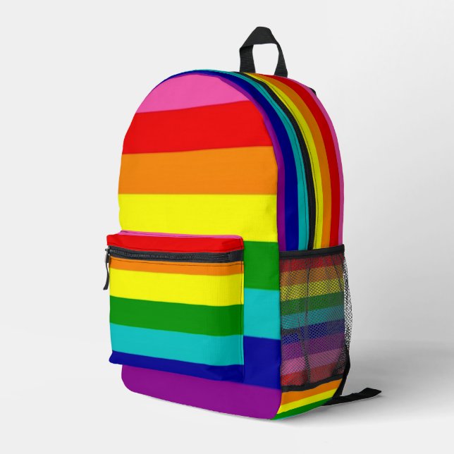 Gay pride rainbow colourful  printed backpack (Back Corner Right)