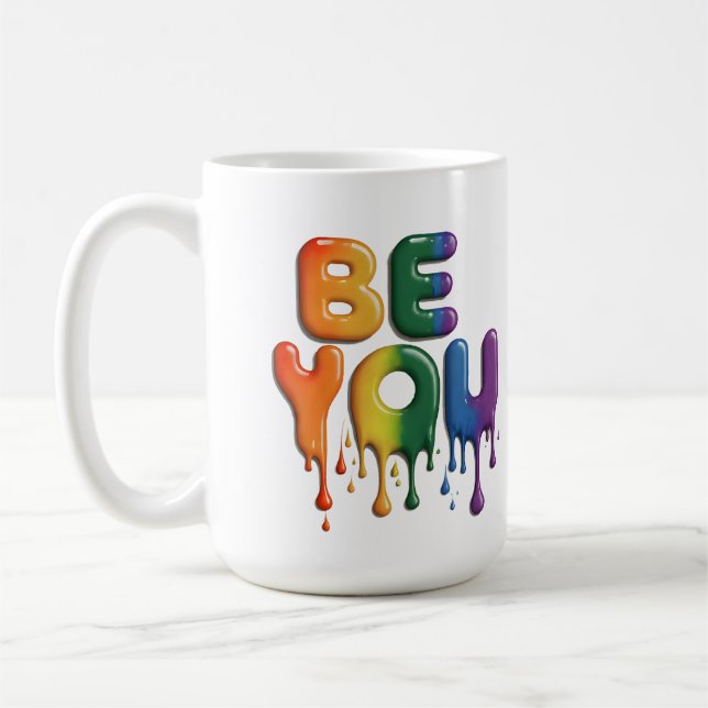Gay Pride Rainbow Flag be you Fun and cool design Coffee Mug (Left)