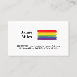 Gay Pride Rainbow Flag Brush Style Minimalist Business Card