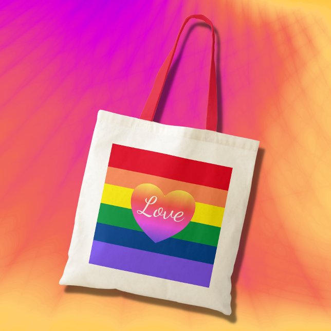 Gay Pride Rainbow Flag Colourful Heart LGBTQ Tote Bag (Creator Uploaded)