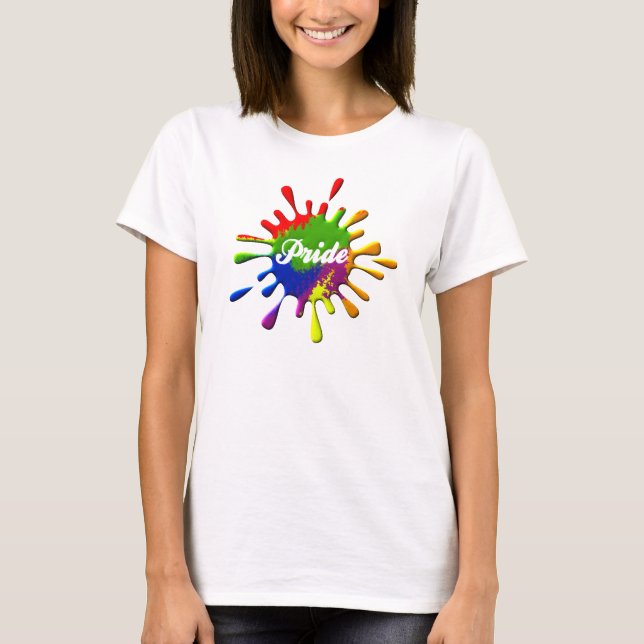 Gay Pride Rainbow Flag Colours Splash T-Shirt (Front)