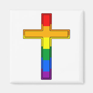Gay Pride Rainbow Flag Cross Magnet