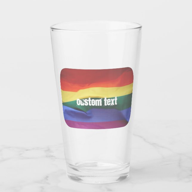 Gay Pride Rainbow Flag Custom Text Glass (Front)