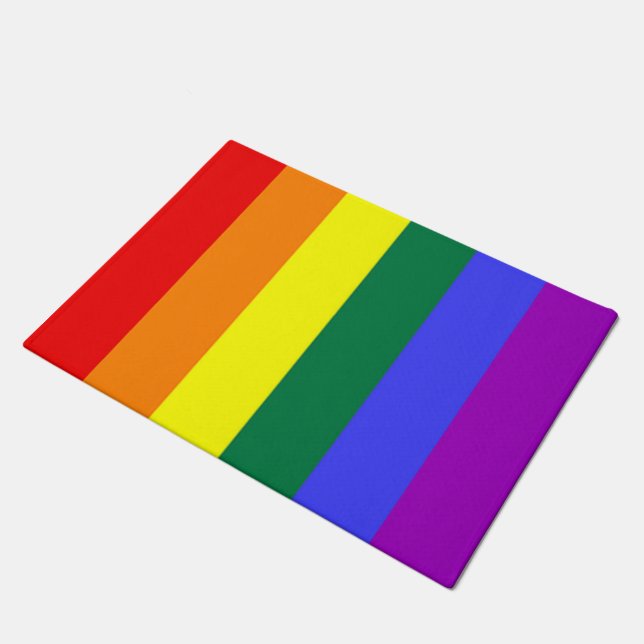 Gay Pride Rainbow Flag Doormat (Angled)