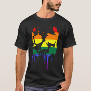 Gay Pride Rainbow Flag Halloween Skull Shirt Pullo
