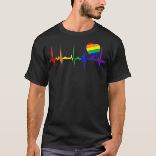 Gay Pride Rainbow Flag LGBT Pride  Heart EKG  T-Shirt