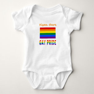 Gay Pride Rainbow Flag LGBTQ Personalised Baby Bodysuit