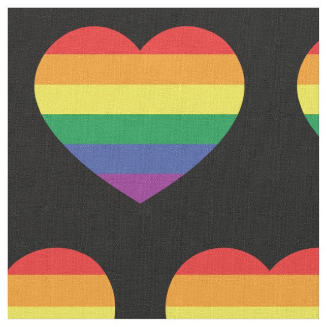 Gay Pride Rainbow Flag Love Heart Fabric (Close Up)