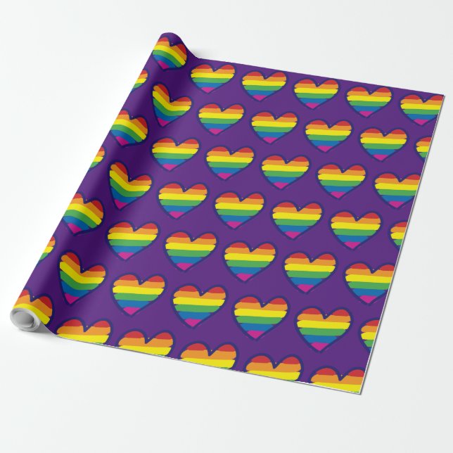 Gay Pride Rainbow Flag Love Wrapping Paper (Unrolled)