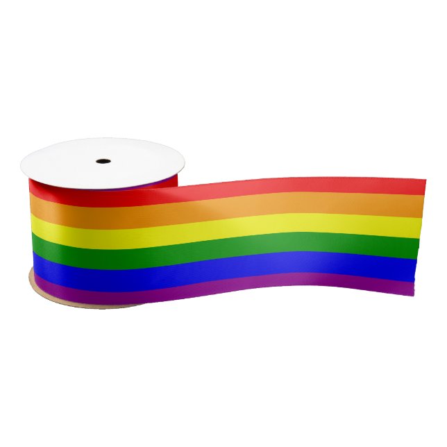 Gay Pride Rainbow Flag pattern Satin Ribbon (Spool)