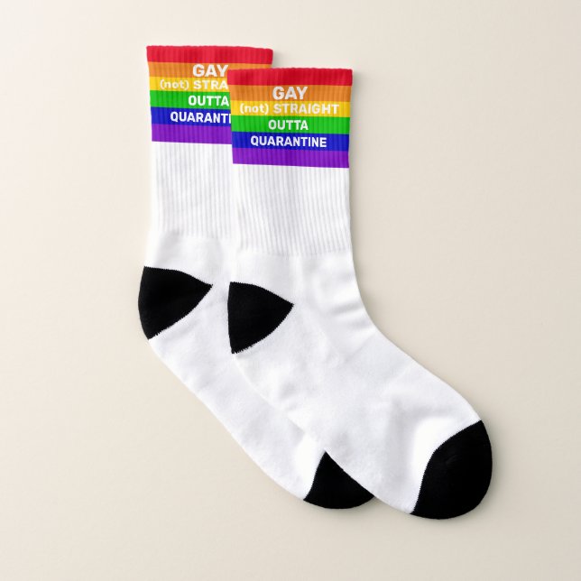Gay pride rainbow flag quarantine quote paraphrase socks (Pair)