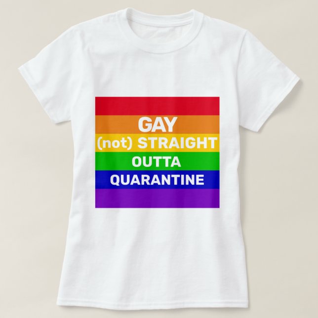 Gay pride rainbow flag quarantine quote paraphrase T-Shirt (Design Front)