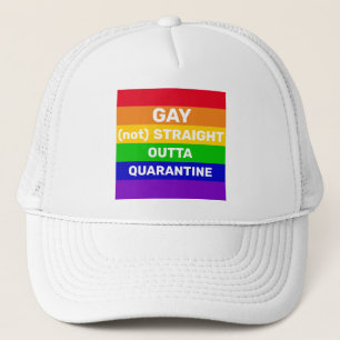Gay pride rainbow flag quarantine quote paraphrase trucker hat