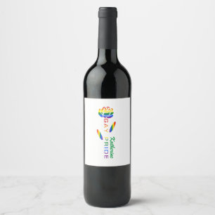 Gay Pride Rainbow Flag Rose Personalised Wine Label