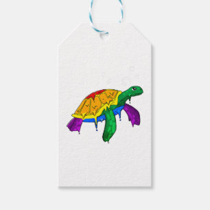 Gay Pride Rainbow Flag Sea Turtle Subtle LGBTQ Gift Tags