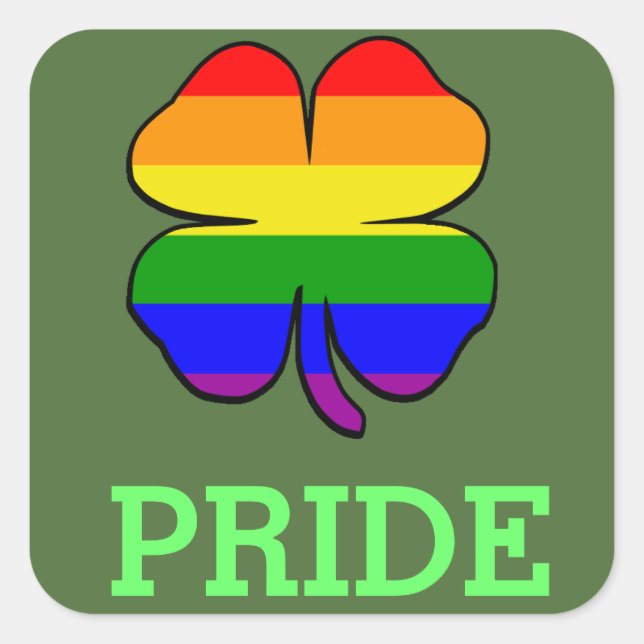 Gay Pride Rainbow flag Shamrock Square Sticker (Front)
