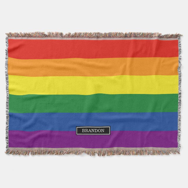 Gay pride Rainbow Flag Throw Blanket (Front)