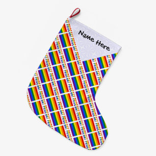 Gay Pride Rainbow Flag Tiled Black Personalised Large Christmas Stocking