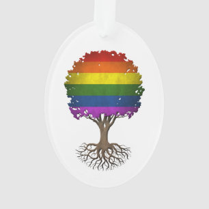 Gay Pride Rainbow Flag Tree of Life Customisable Ornament
