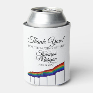 Gay Pride Rainbow Flag Wedding Favour Thank You Can Cooler