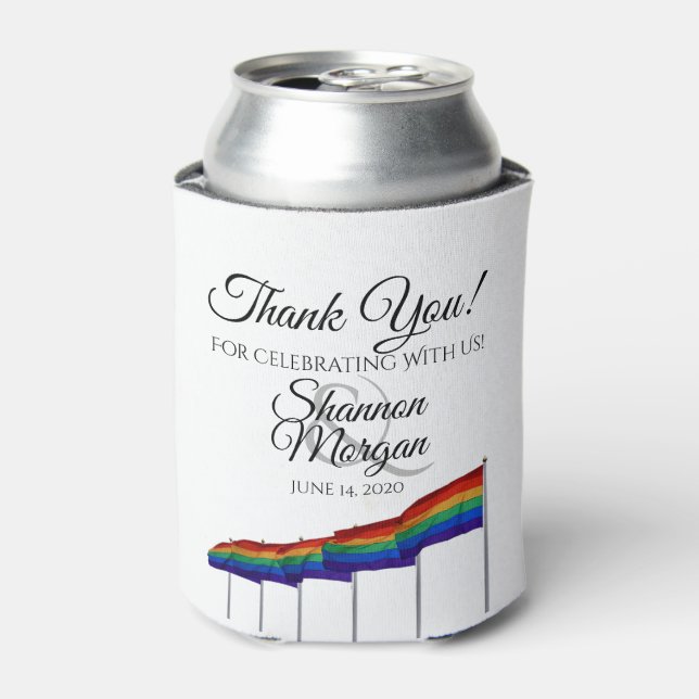 Gay Pride Rainbow Flag Wedding Foam Can Cooler (Can Front)
