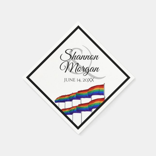 Gay Pride Rainbow Flag Wedding Napkins (Corner)