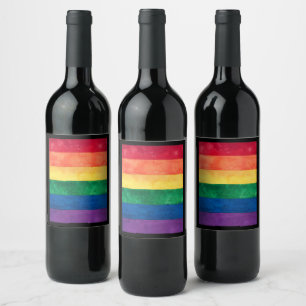 Gay Pride Rainbow Flag Wine Label