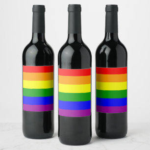 Gay Pride Rainbow Flag Wine Label
