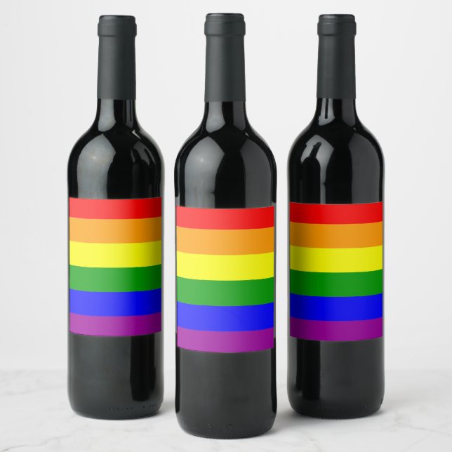 Gay Pride Rainbow Flag Wine Label (Bottles)