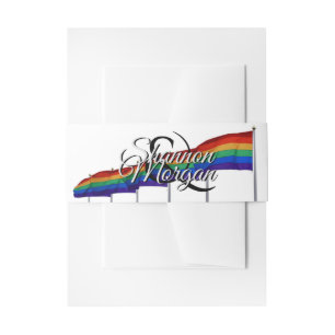 Gay Pride Rainbow Flags Wedding Belly Band Invitation Belly Band