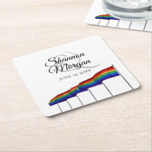 Gay Pride Rainbow Flags Wedding Coasters