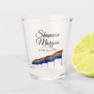 Gay Pride Rainbow Flags Wedding Shot Glass
