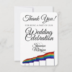 Gay Pride Rainbow Flags Wedding Thank You Card
