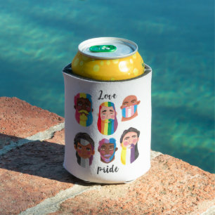 Gay pride rainbow gender flags beard men can cooler