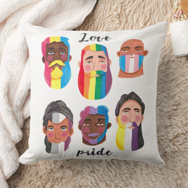 Gay pride rainbow gender flags beard men cushion (Blanket)