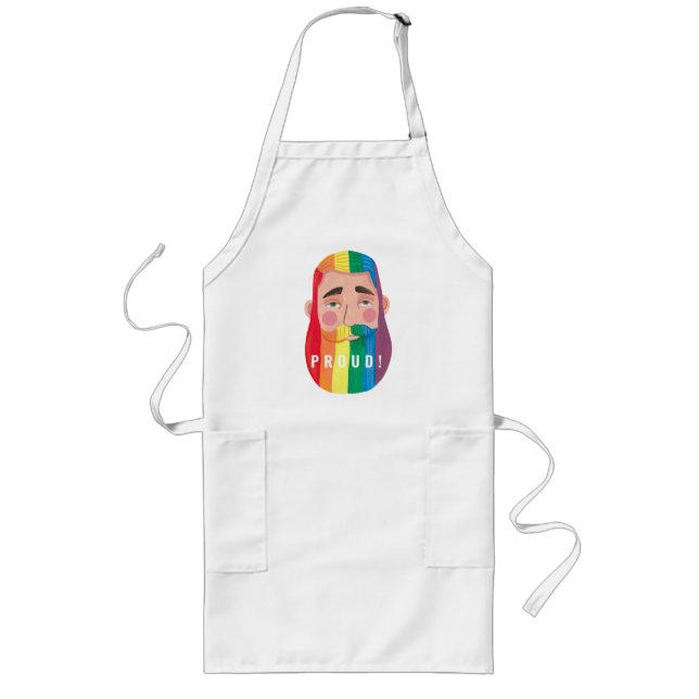 Gay pride rainbow gender flags beard men gift long apron (Front)