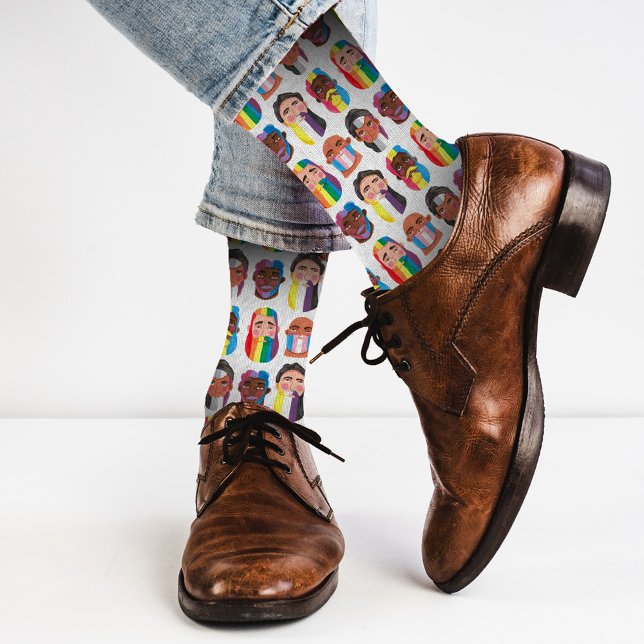 Gay pride rainbow gender flags beard men socks (Creator Uploaded)