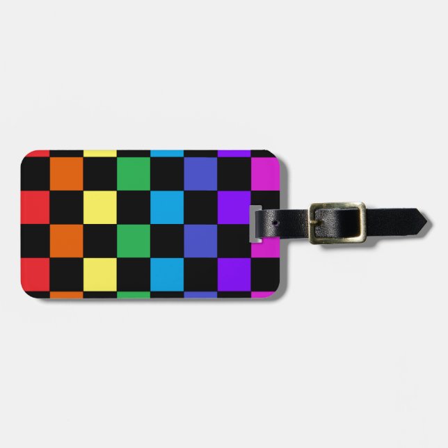 Gay Pride Rainbow Gifts - Rainbow Chessboard Luggage Tag (Front Horizontal)
