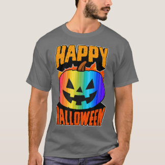 Gay Pride Rainbow Happy Halloween Party Jack O Lan T-Shirt