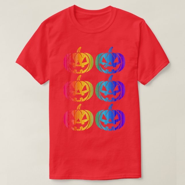 Gay Pride Rainbow Happy Halloween Pumpkin Jack O L T-Shirt (Design Front)